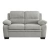 Plush Seating Comfortable Loveseat 1pc Gray Textured Fabric Channel Tufting Solid Wood Frame Modern Living Room Furniture