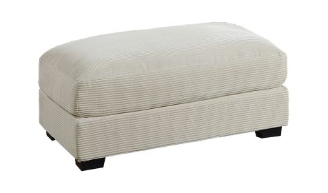 Living Room Furniture 1pc Ottoman Beige Color Corduroy Soft Cushion Cocktail Ottoman Wood Legs