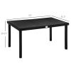 Outsunny Outdoor Dining Table for 6 Person, Rectangular Patio Table, Aluminum Metal Legs for Garden, Lawn, Patio, Woodgrain Black