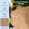 6.5 Feet Thatched Tiki Umbrella with Foldable Stand Push Button Tilt