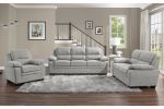 Plush Seating Comfortable Loveseat 1pc Gray Textured Fabric Channel Tufting Solid Wood Frame Modern Living Room Furniture