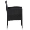 Patio Chairs with Cream White Cushions 4 pcs Black Poly Rattan