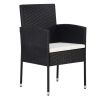 Patio Chairs with Cream White Cushions 4 pcs Black Poly Rattan