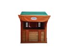 Eco-friendly Outdoor Wooden 4-in-1 Game House for kids garden playhouse with different games on every surface,Solid wood,61.4"Lx45.98"Wx64.17"H