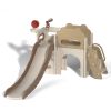 8-In-1 Kids Slide and Climber Set, Toddler Slide Playset with Basketball Game Telescope, Children Indoor Outdoor Playground (White+Brown)