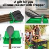 Silicone Griddle Mat Food Grade Silicone Grill Mat Protect the Top Surface from Insects by Magnetic 22 inch in Green Color with Silicone Utensil Rest