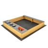 Wooden Sandbox Kids Sand Pit with Kitchen Playset Accessories for 3-8 Years Old