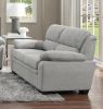 Plush Seating Comfortable Loveseat 1pc Gray Textured Fabric Channel Tufting Solid Wood Frame Modern Living Room Furniture