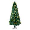 7.5ft Pre-Lit Fiber Optical Christmas Tree with Bow Shape Color Changing Led Lights&300 Branch Tips