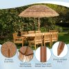 6.5 Feet Thatched Tiki Umbrella with Foldable Stand Push Button Tilt