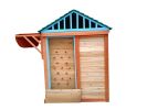 Eco-friendly Outdoor Wooden 4-in-1 Game House for kids garden playhouse with different games on every surface,Solid wood,61.4"Lx45.98"Wx64.17"H