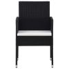 Patio Chairs with Cream White Cushions 4 pcs Black Poly Rattan