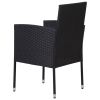 Patio Chairs with Cream White Cushions 4 pcs Black Poly Rattan