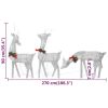 Christmas Reindeer Family 106.3"x2.8"x35.4" Silver Cold White Mesh