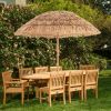 6.5 Feet Thatched Tiki Umbrella with Foldable Stand Push Button Tilt