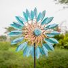 Solar Blue Leaf Stake Wind Spinner