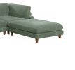 Living Room Furniture 1pc Cocktail Ottoman Sage Color Corduroy Cushion Extra Large Ottoman Wood Legs