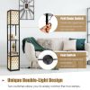 Modern Shelf Freestanding Floor Lamp with Double Lamp Pull Chain and Foot Switch