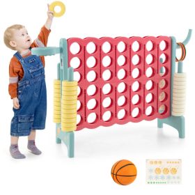 4-in-a-Row Connect Game with Basketball Hoop and Toss Ring (Color: Blue)