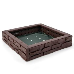 2-In-1 HDPE Kids Sandbox with Cover and Bottom Liner (Color: brown)